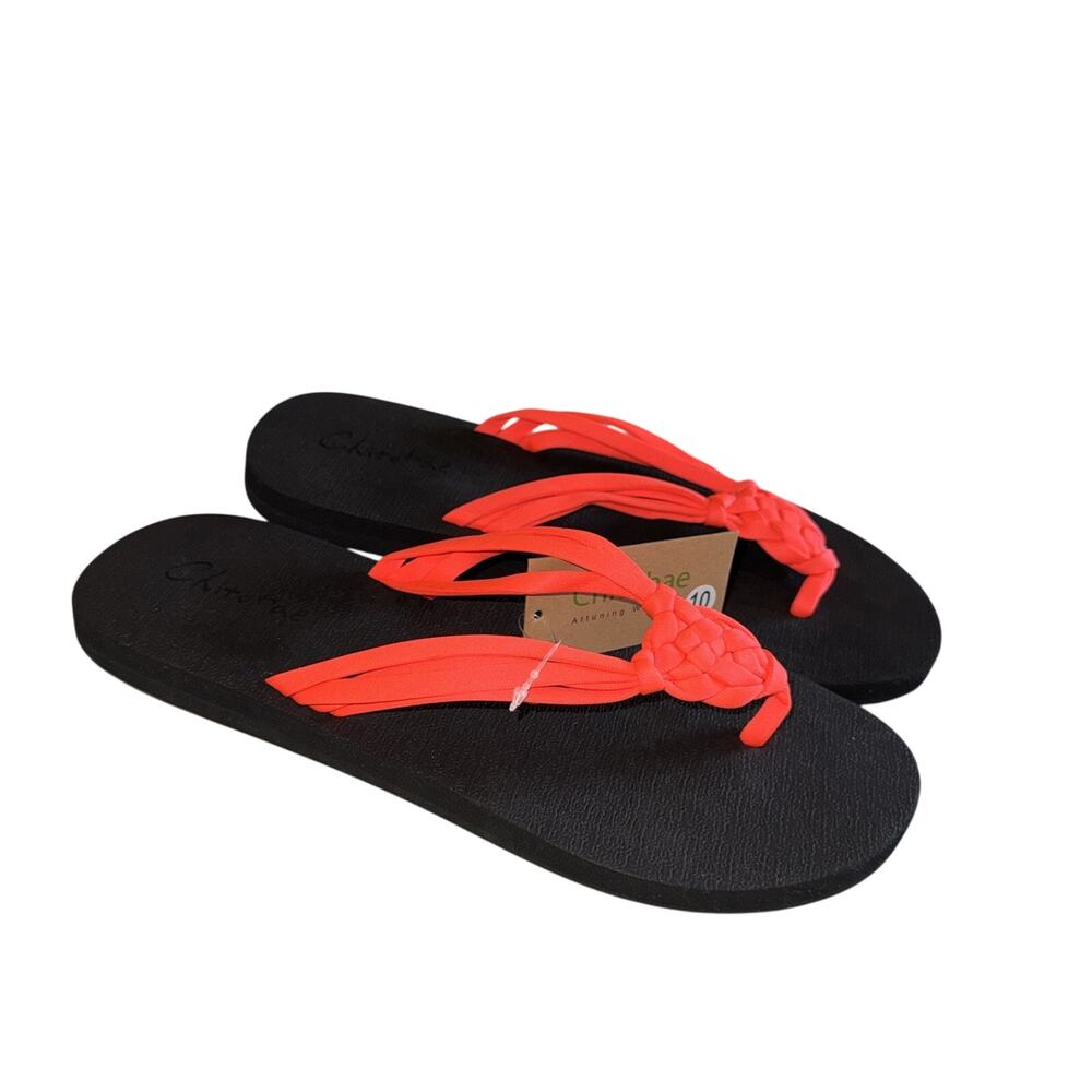 Chitobae Flip Flops Arch Support Sandal Hand-Braided Flat Orange Womens 10 NWT